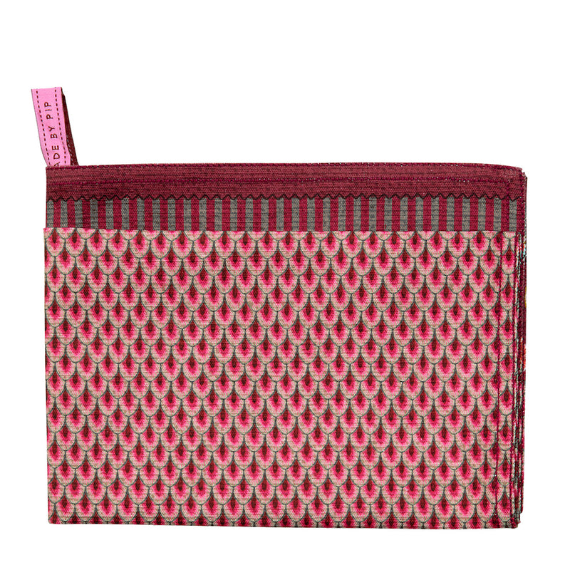 Pip Studio Geschirrhandtuch Flower Festival Muscheloptik Dunkelrosa