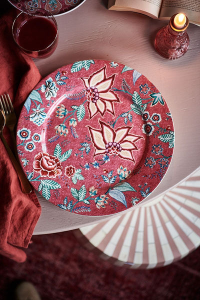 Pip Studio Platzteller Flower Festival Dunkelrosa 32 cm