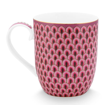 Pip Studio Tasse Flower Festival Muscheloptik Dunkelrosa Klein