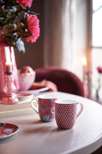 Pip Studio Tasse Flower Festival Muscheloptik Dunkelrosa Klein