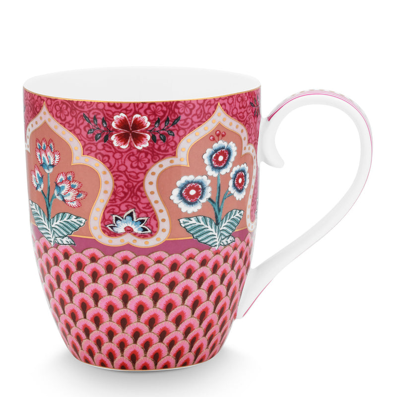 Pip Studio Tasse Flower Festival Muscheloptik Dunkelrosa XL