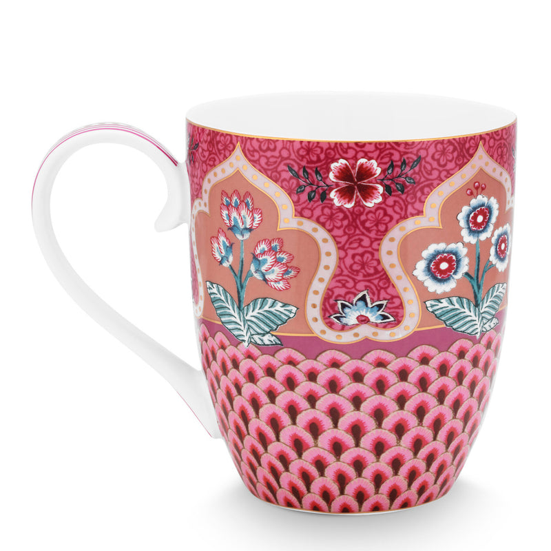 Pip Studio Tasse Flower Festival Muscheloptik Dunkelrosa XL