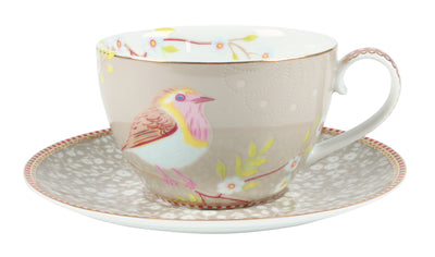 PIP Studio Cappuccino Tasse und Unterteller khaki Early Bird