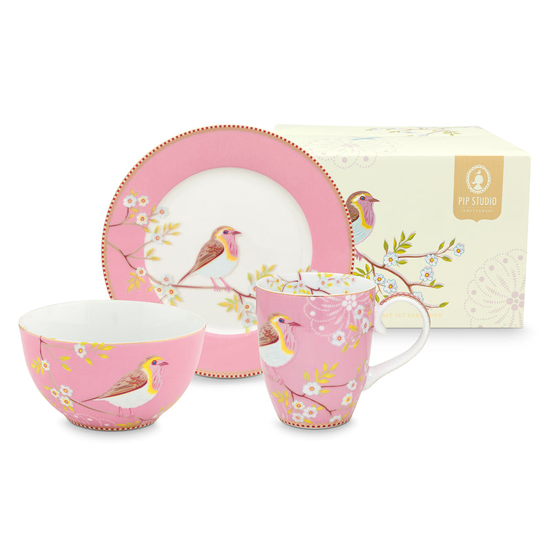 Frühstücksset Early Bird 3tlg. rosa