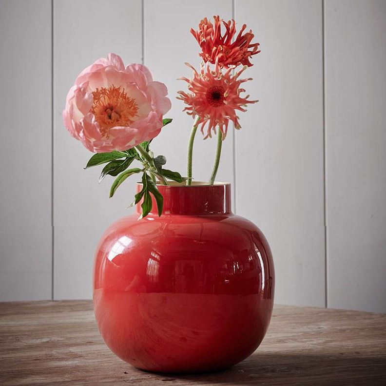 Pip Studio Vase Metall rot rund 25 cm