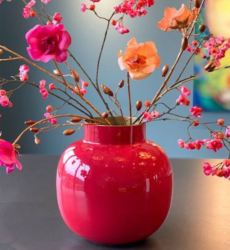 Pip Studio Vase Metall rot rund 25 cm