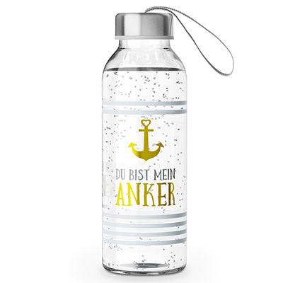 Glas Trinkflasche Du bist mein Anker