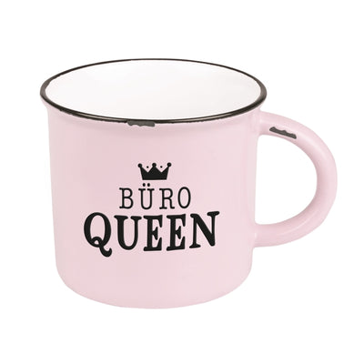 Becher Vintage Büro Queen rosa