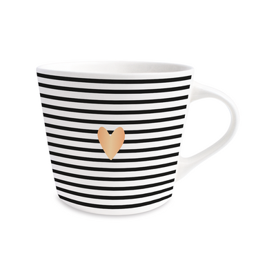 Goldtasse Herz gestreift