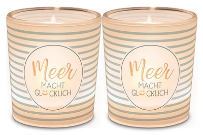 Teelicht Meer macht glücklich