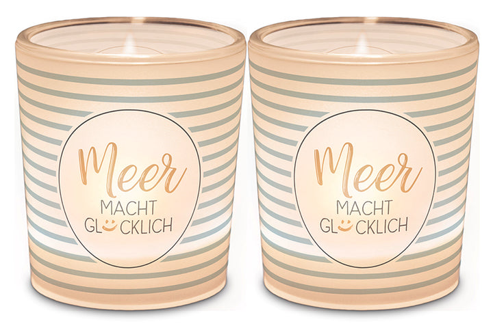 Teelicht Meer macht glücklich