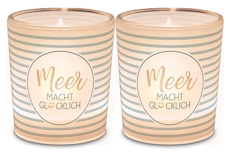 Teelicht Meer macht glücklich