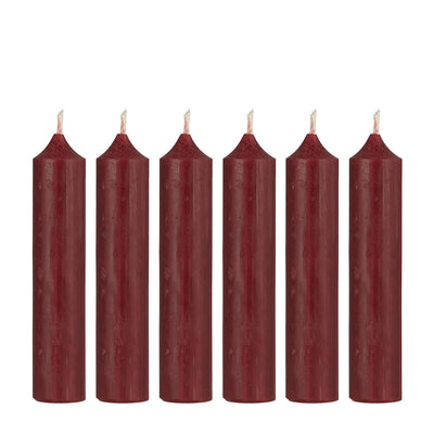 IB Laursen Stabkerzen Rustikal Bordeaux Rot 6er-Set