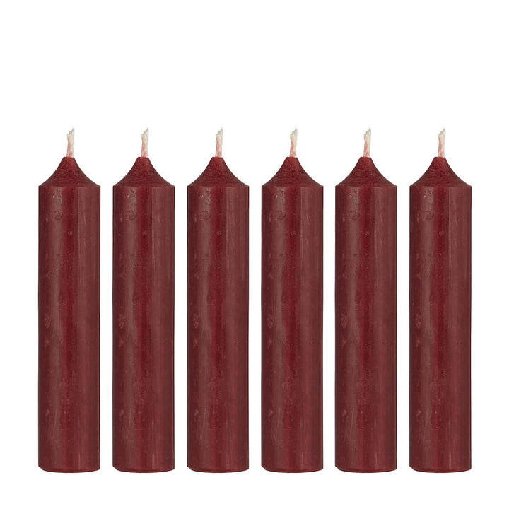 IB Laursen Stabkerzen Rustikal Bordeaux Rot 6er-Set