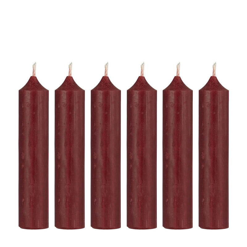 IB Laursen Stabkerzen Rustikal Bordeaux Rot 6er-Set