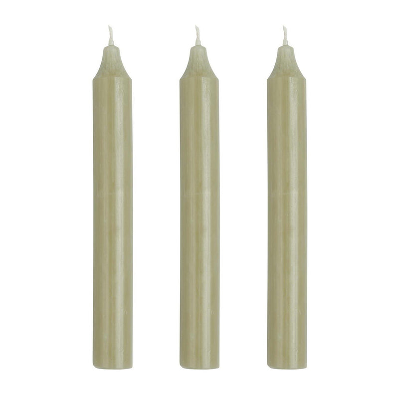 IB Laursen Stabkerzen Rustikal Khaki 3er-Set