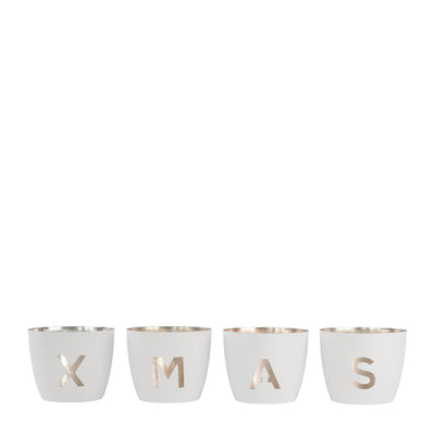 Madras Festive XMAS 4er-Set Weiß-Goldfarben Mittel