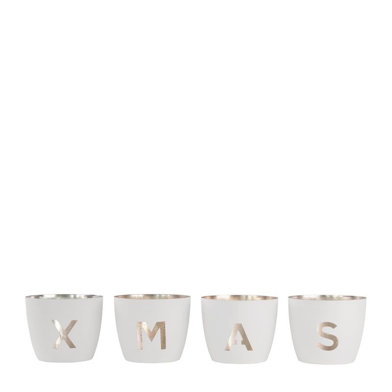 Madras Festive XMAS 4er-Set Weiß-Goldfarben Mittel
