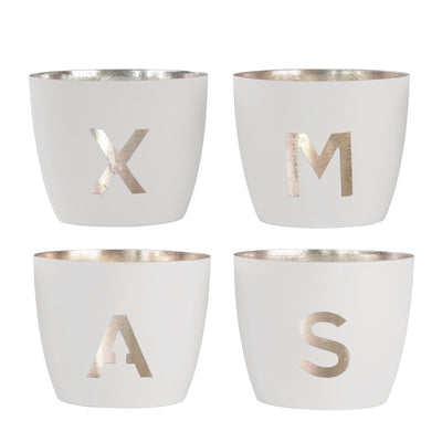 Madras Festive XMAS 4er-Set Weiß-Goldfarben Mittel