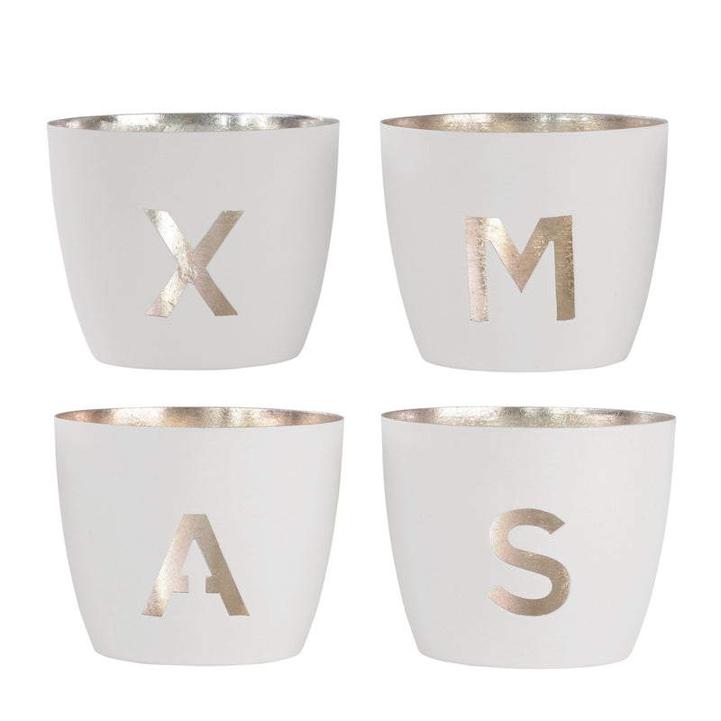 Madras Festive XMAS 4er-Set Weiß-Goldfarben Mittel