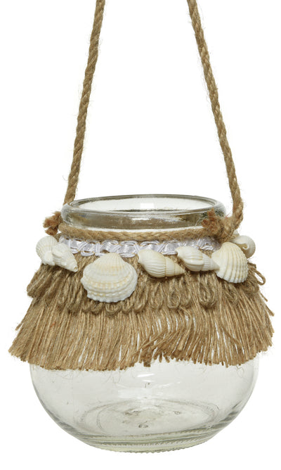 Teelichthalter Glas mit Muscheln Variante 1