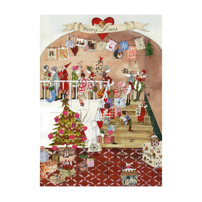 Adventskalender Karte Weihnachtsstube mit 24 Türchen