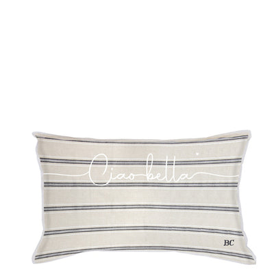 Bastion Collections Kissen Chambray Ciao Bella naturfarben 35 x 70 cm