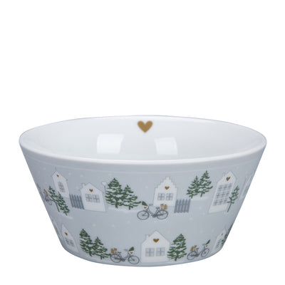 Krasilnikoff Conical Bowl Allover Town