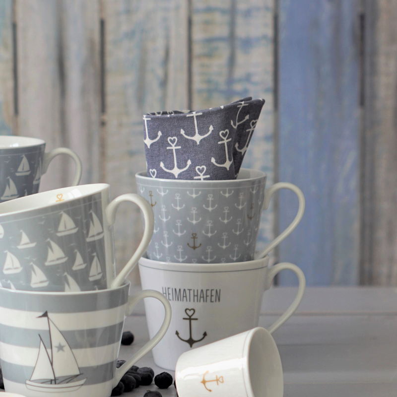 Krasilnikoff Happy Cup Anker Allover Grau