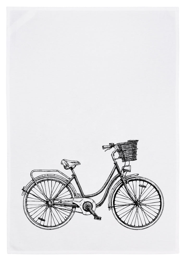 Geschirrtuch weiß Fahrrad dunkelgrau