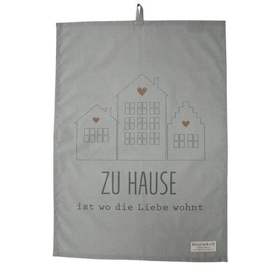 Krasilnikoff Geschirrhandtuch Zuhause ist... Grau