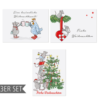 krima & isa Postkarten Weihnachtsmäuse 3er-Set