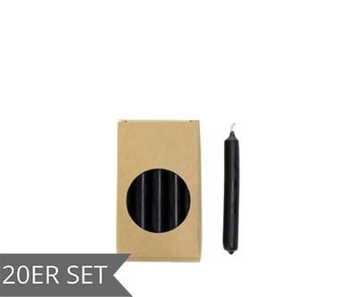 Bleistiftkerzen schwarz 20er-Set