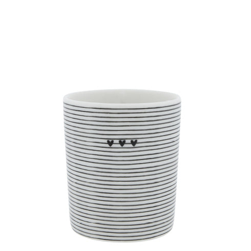 Bastion Collections Becher Three Hearts gestreift schwarz klein