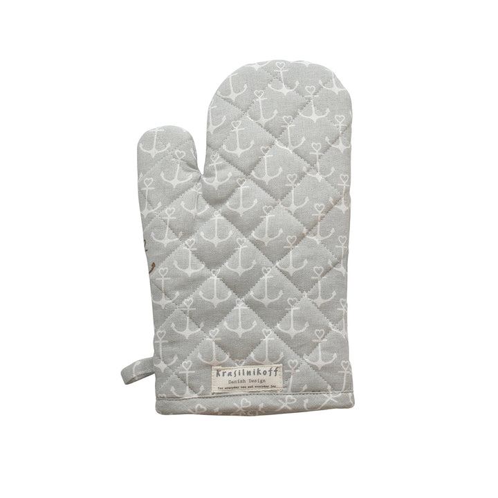 Krasilnikoff Ofenhandschuh Anker Grau