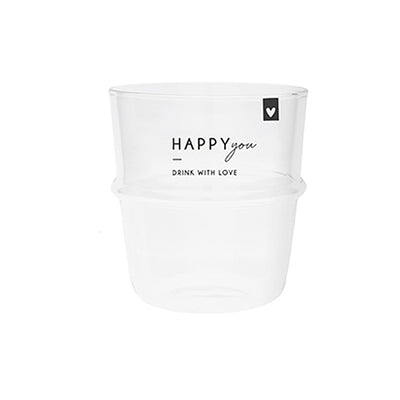 Bastion Collections Wasserglas Happy you schwarz