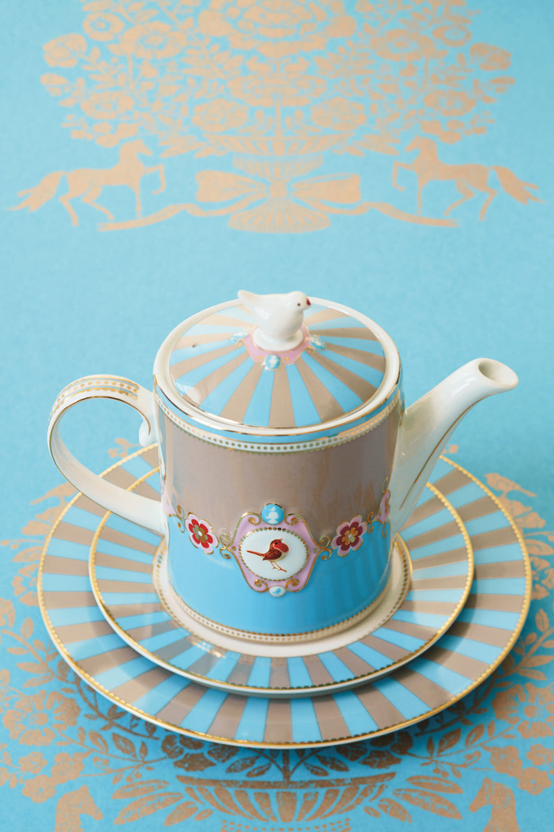 Pip Studio Espresso-Tasse mit Teller Love Birds blau 4er-Set