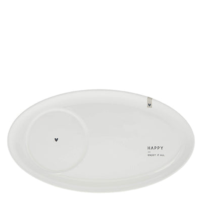 Bastion Collections Teller oval Happy Enjoy it all schwarz