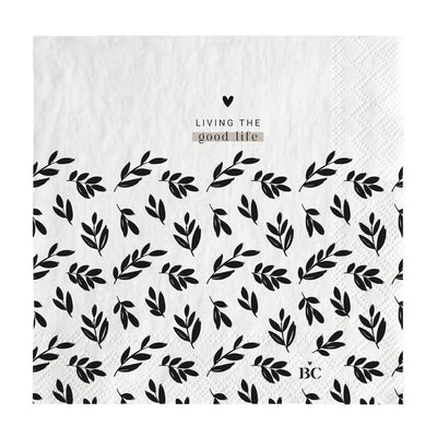 Bastion Collections Serviette Blätter Schwarz klein