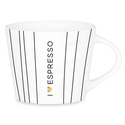 Espresso Tasse I love Espresso gestreift schwarz