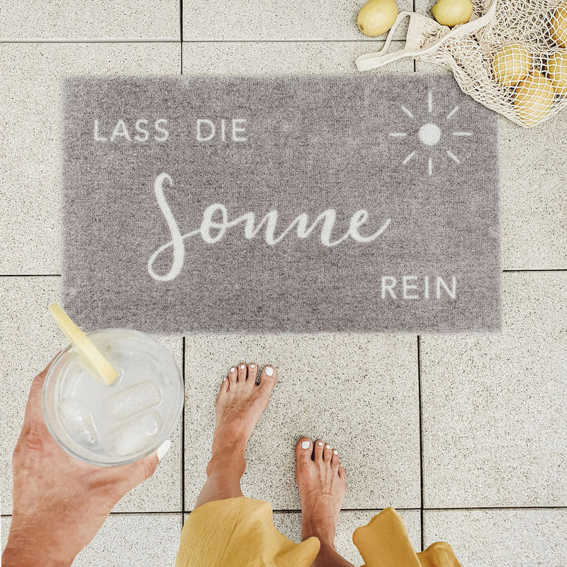Eulenschnitt Fußmatte Lass die Sonne rein grau