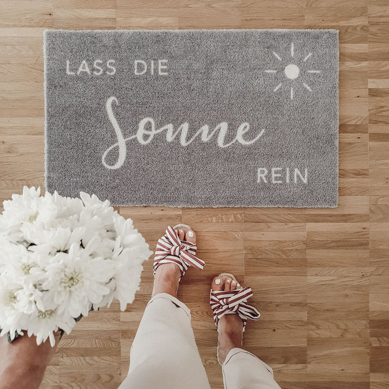 Eulenschnitt Fußmatte Lass die Sonne rein grau
