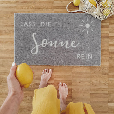 Eulenschnitt Fußmatte Lass die Sonne rein grau