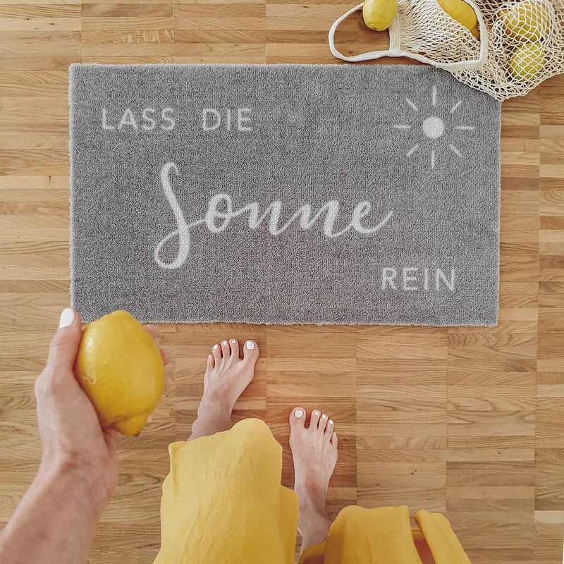 Eulenschnitt Fußmatte Lass die Sonne rein grau