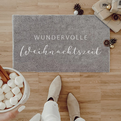 Eulenschnitt Waschbare Fußmatte Weihnachtszeit Grau