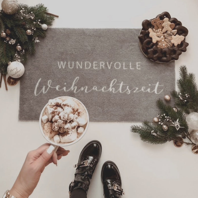 Eulenschnitt Waschbare Fußmatte Weihnachtszeit Grau
