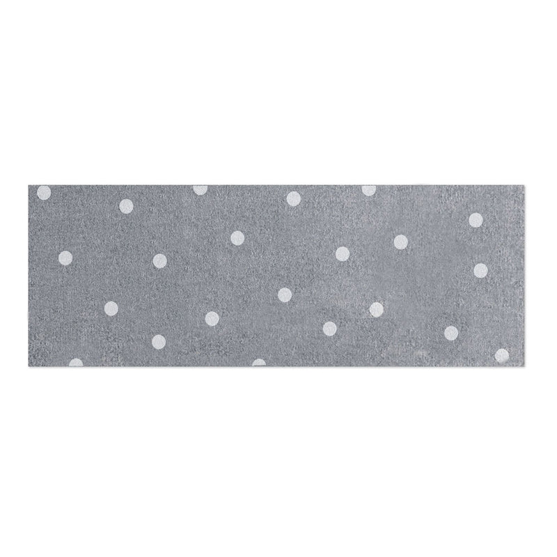 Eulenschnitt waschbare Fußmatte grau klein mit weißen Punkten