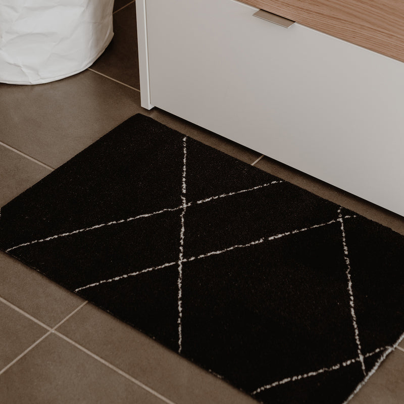 Eulenschnitt waschbare Fußmatte Lines schwarz