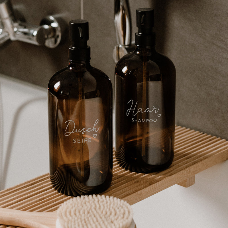 Eulenschnitt Seifenspender Haarshampoo Braunglas 1000 ml