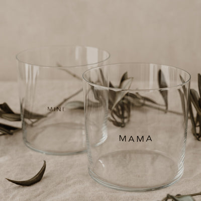 Eulenschnitt Trinkglas Mama 2er-Set schwarz